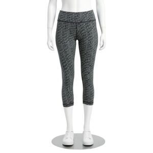 L.L. Bean Gray Geometric Carbon Capri Leggings Sz XS | UPF 50+ Activewear